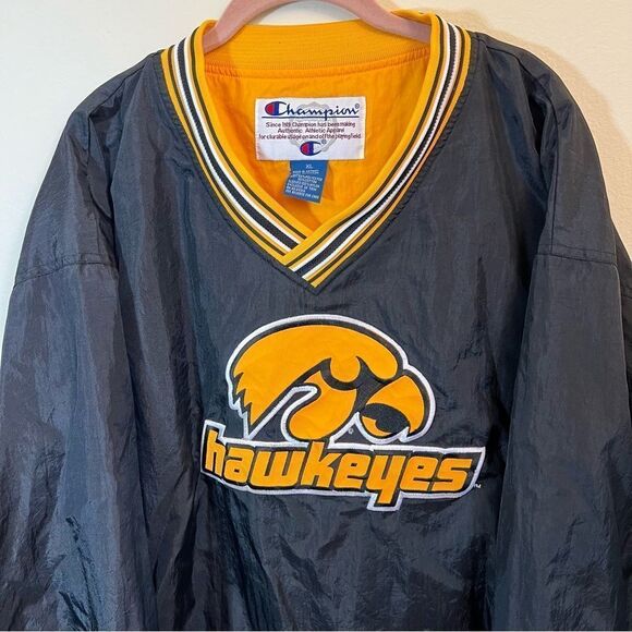 Champion Black Gold Iowa Hawkeyes Windbreaker Jacket XL - Picture 2 of 11